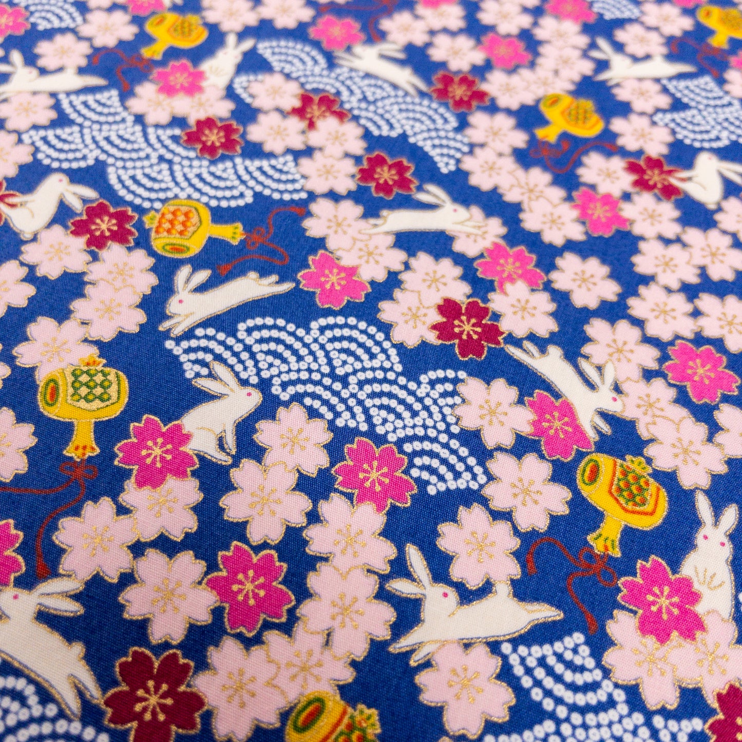 Kobayashi | gold gilded Sakura bunny 燙金櫻花兔 | cotton printed broad