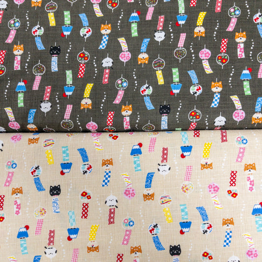 Japan | wind chimes 動物風鈴 | cotton printed dobby 竹節棉