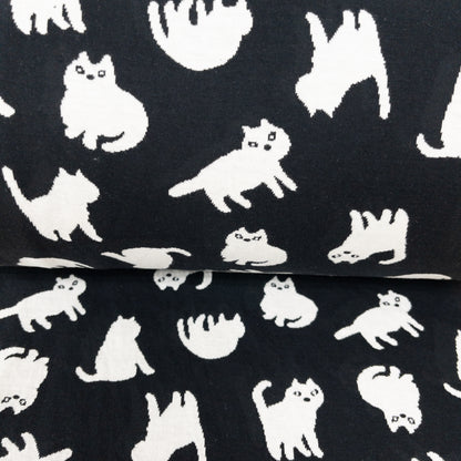 maffon | chubby cat 胖貓貓 | cotton jacquard knit 雙面純棉提花針織 - 160cm
