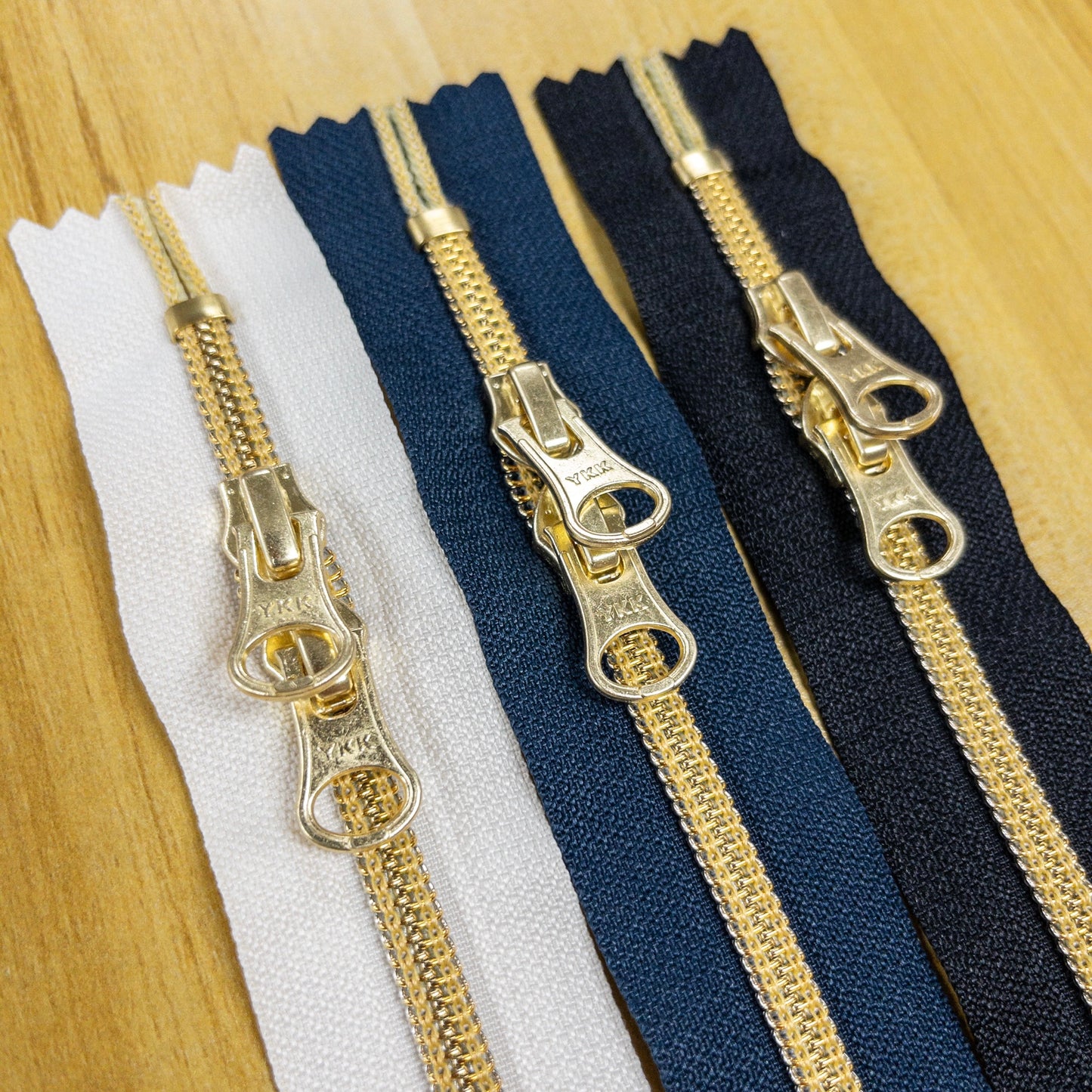 YKK Metallion Gold Coil Nylon close end double slide zipper 50cm 3 colors YKK金色尼龍密尾雙頭拉鍊 50cm 3色