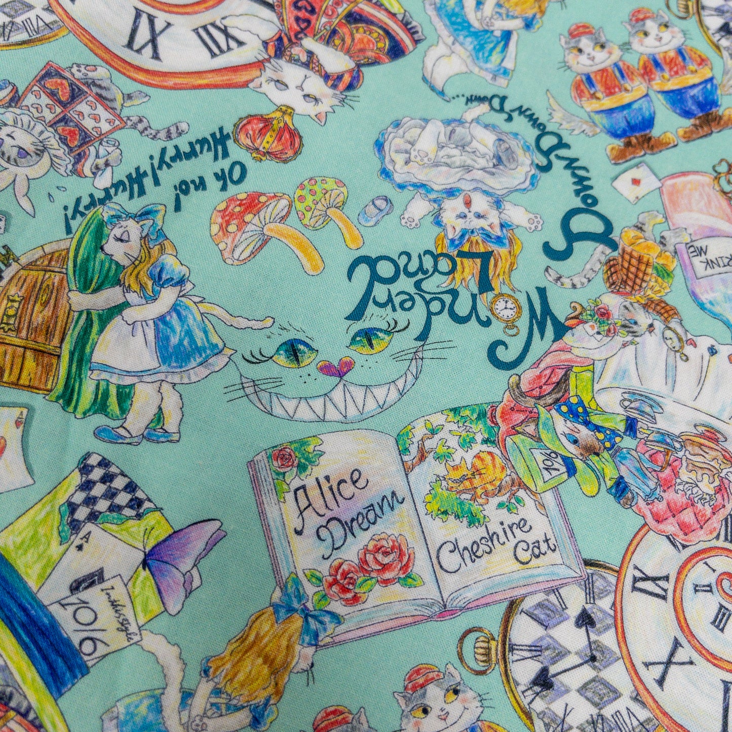 Japan | 『Hoyoka』Alice in Nyanderland Cats 愛麗絲貓貓 | cotton printed sheeting 純棉