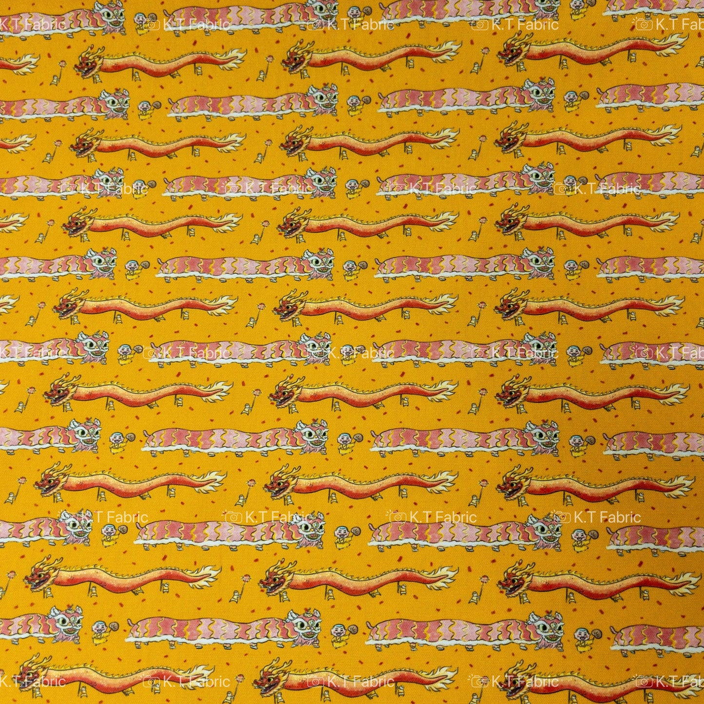 【K‧T FABRIC】舞龍舞獅 dragon and lion dance | cotton printed oxford 純棉