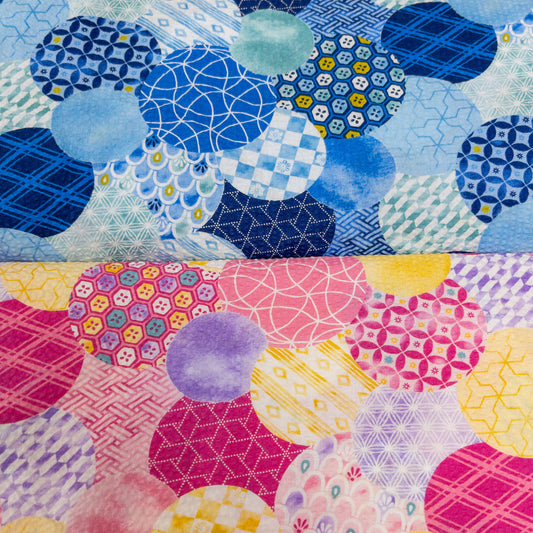 Japan | Japanese summer 夏祭圓波圖案 | cotton seer sucker 泡泡棉浴衣布