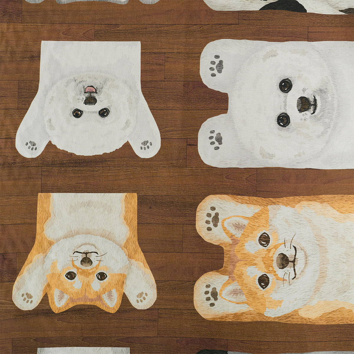 kokka home deco mini - 貓狗躺在地板上 | cotton printed sheeting 純棉