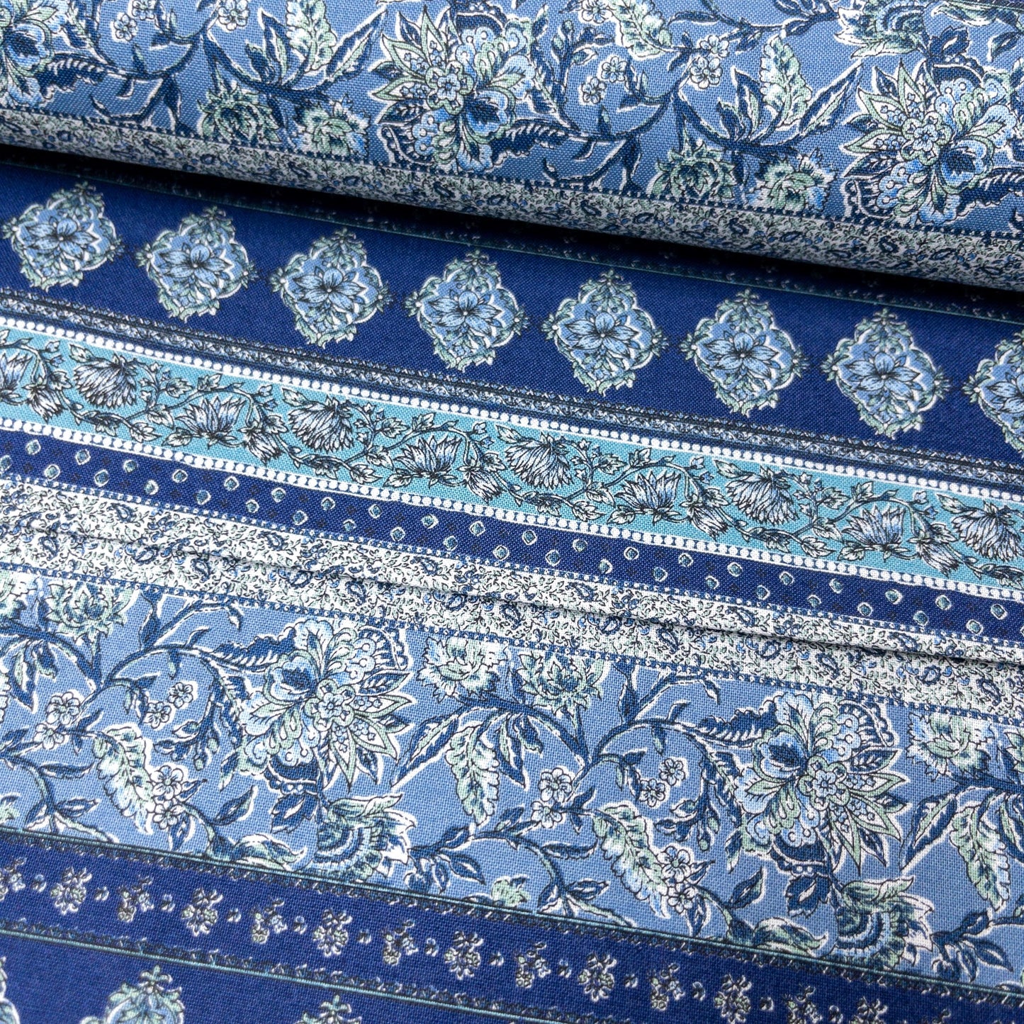 Japan | Ethnic pattern horizontal pattern 民族花圖案 - 拼橫間紋 | cotton printed sheeting 純棉