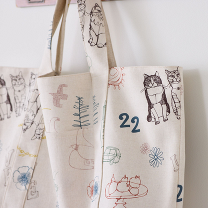 ＋HAyU fabric | cat trio 貓貓三重奏 | cotton linen printed canvas 棉麻