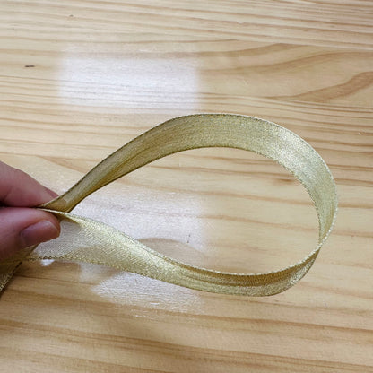 ribbon 絲帶 | gold silver wired mesh ribbon 金銀色網絲帶 25mm (可固定形狀)