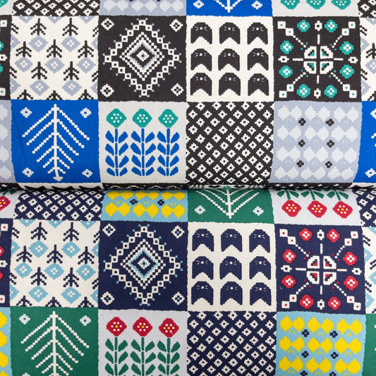 Japan |Plaid faux embroidery 格仔仿刺繡 | cotton printed oxford 純棉