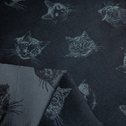 Japan | 黑色貓刺繡 | polyester jacquard 聚酯提花布