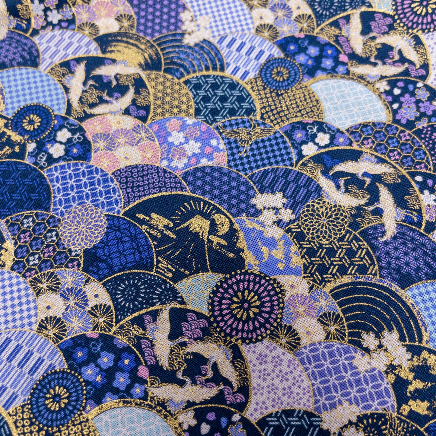 Japan | Fuji 燙金波紋富士鶴 | cotton printed sheeting 純棉