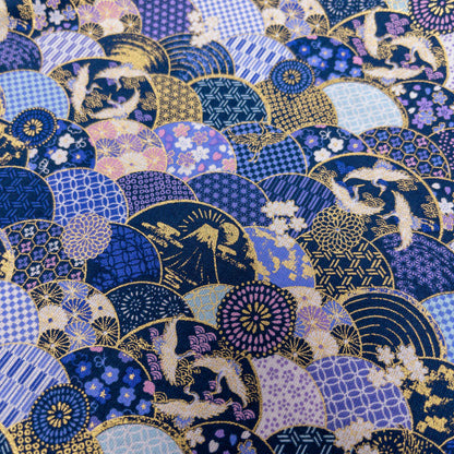 Japan | Fuji 燙金波紋富士鶴 | cotton printed sheeting 純棉