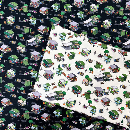 【K‧T FABRIC】香港舊式鐵皮檔 Hong kong’s hawker stall | cotton printed oxford 純棉