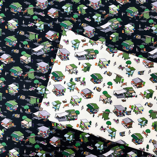 【K‧T FABRIC】香港舊式鐵皮檔 Hong kong’s hawker stall | cotton printed oxford 純棉