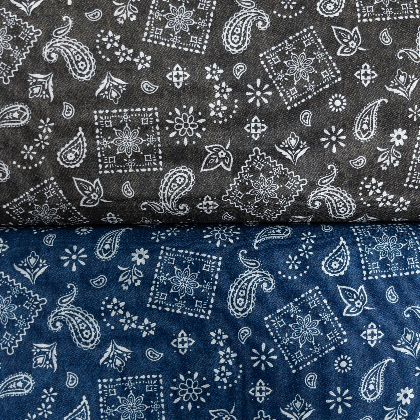 Japan | Denim Layers 復古牛仔色刺繡腰果花圖案 | cotton printed oxford 純棉