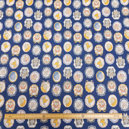 Japan | mirror cat 貓貓鏡子 | cotton printed 60s 純棉