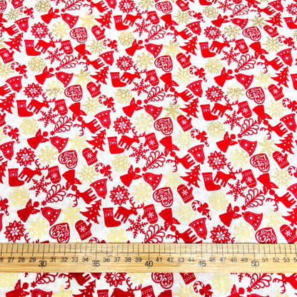 Japan | gilded christmas decoration 燙金聖誕裝飾 | cotton printed sheeting 純棉