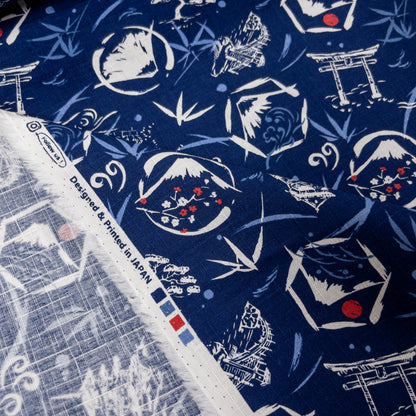 Japan | fuji san 水墨風富士山 | cotton printed dobby 竹節棉