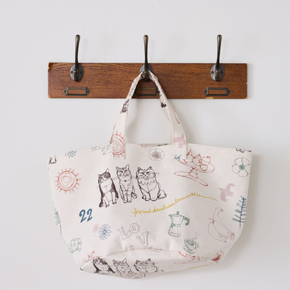 ＋HAyU fabric | cat trio 貓貓三重奏 | cotton linen printed canvas 棉麻