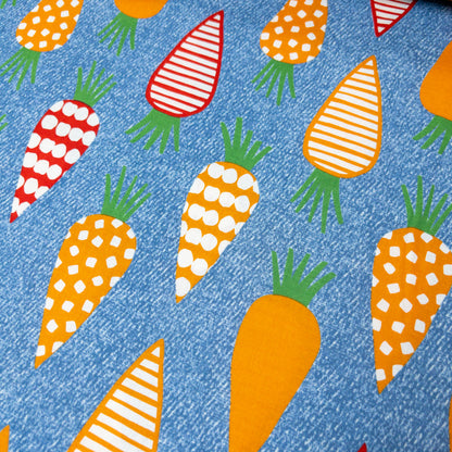 Japan | art of carrot 藍色藝術蘿蔔 | cotton printed shirting 純棉