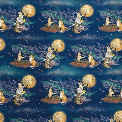 Japan | 365 cat. art Cats in the Moonlight 月光下的童話世界貓貓 | cotton printed sheeting 純棉