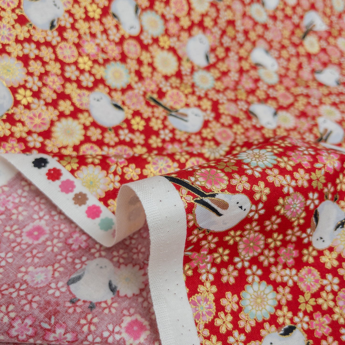 Quilt Gate | Foil-stamped long tailed tit 燙金雪之妖精 | cotton printed sheeting 純棉