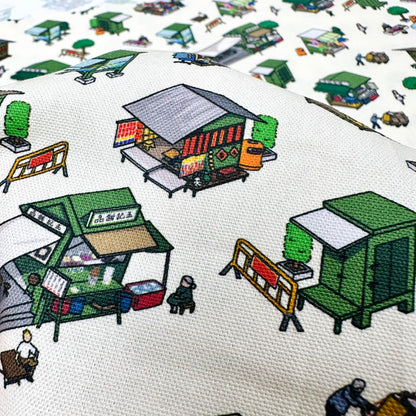 【K‧T FABRIC】香港舊式鐵皮檔 Hong kong’s hawker stall | cotton printed oxford 純棉
