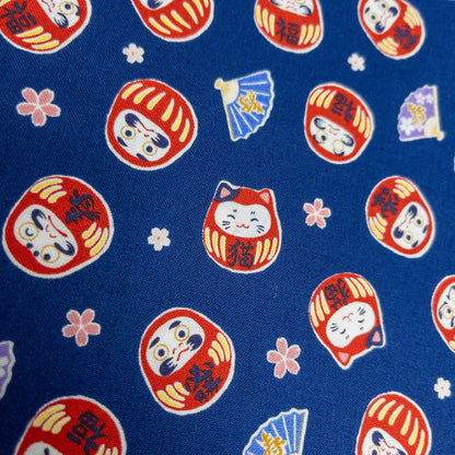 Japan | Japanese daruma cat 燙金和風達摩貓貓 | cotton printed sheeting 純棉