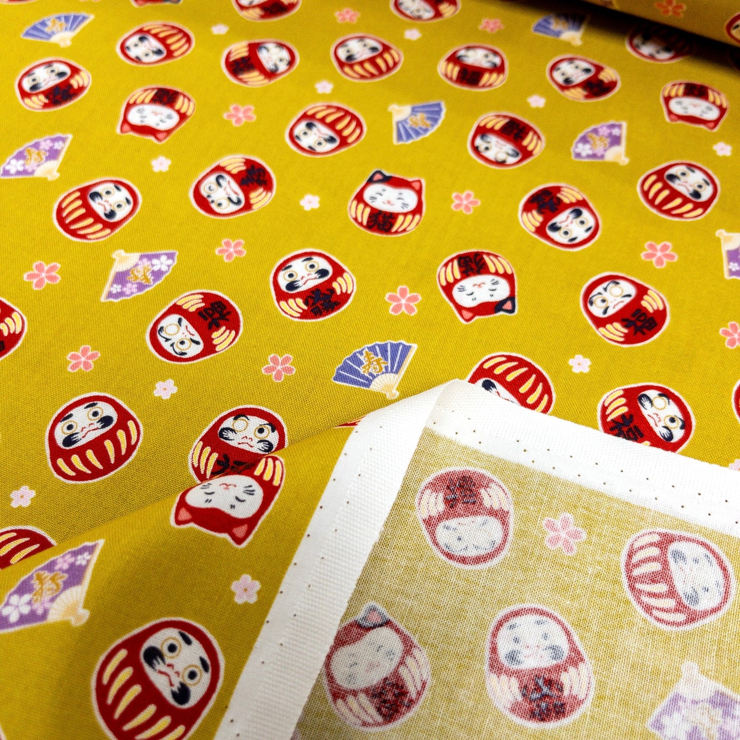 Japan | Japanese daruma cat 燙金和風達摩貓貓 | cotton printed sheeting 純棉