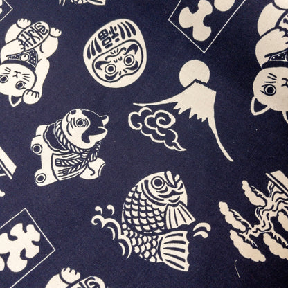 Japan | japanese pattern daruma 達摩富士山招財貓圖案 | cotton printed light weight canvas 純棉
