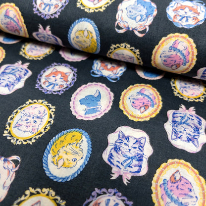 Japan | mirror cat 貓貓鏡子 | cotton printed 60s 純棉