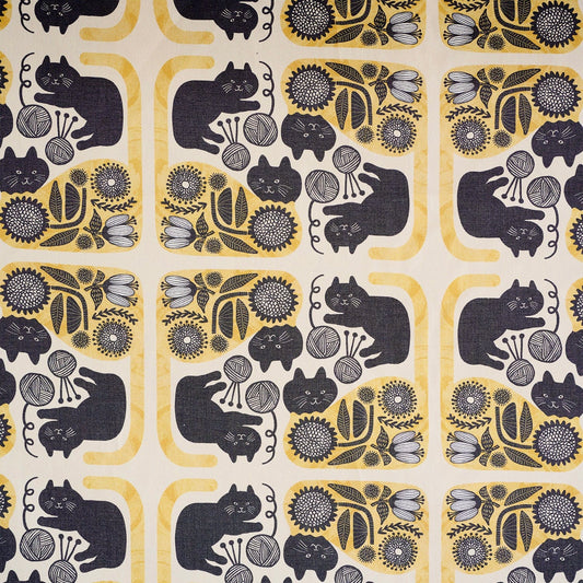 Kokka | 365 cat. art black cats 黑貓 | cotton printed sheeting 純棉
