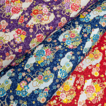 Japan | gilded Japanese clouds and flowers 燙金和風雲海花 | cotton printed sheeting