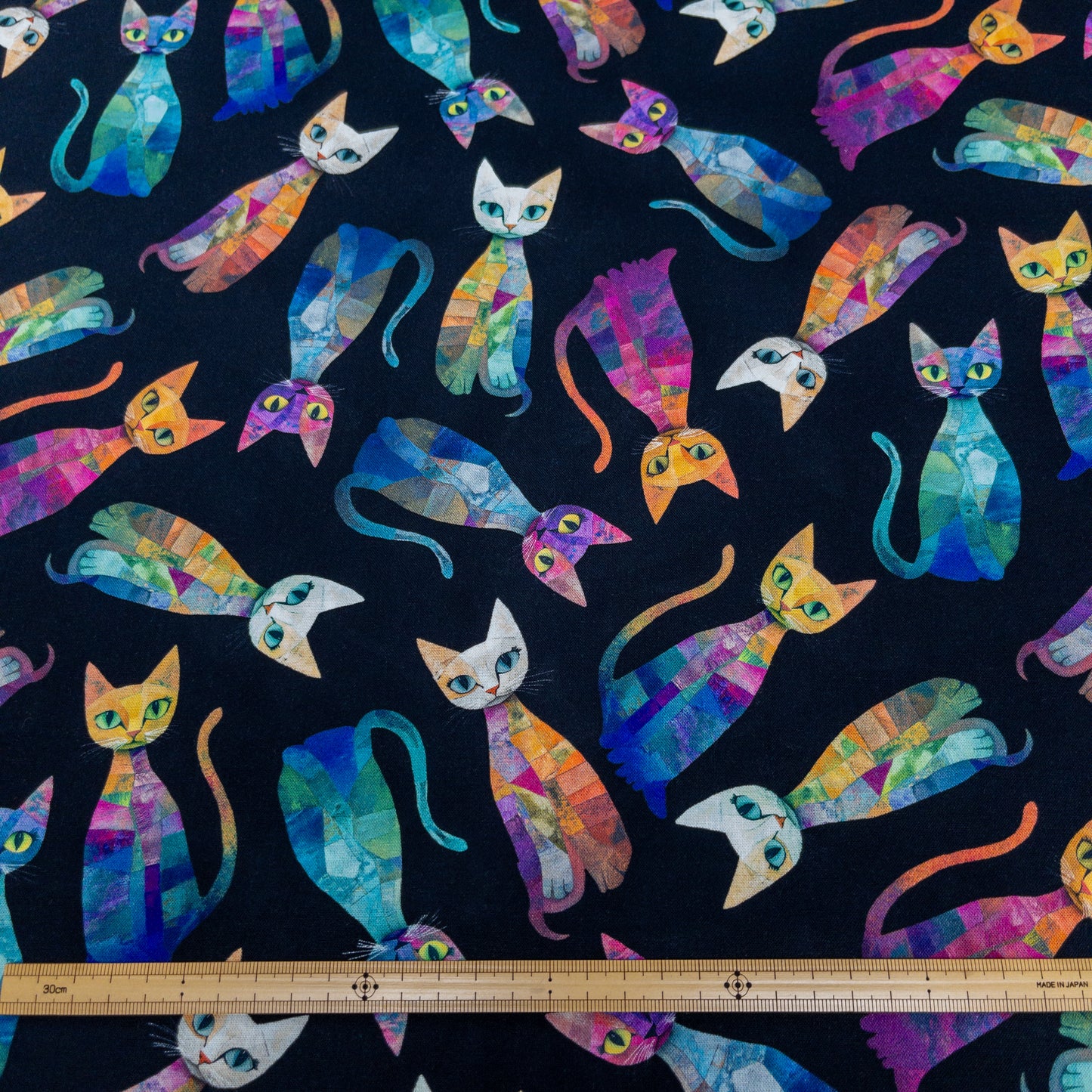 USA | Tossed Quilt Cats Stripes 貓咪拼布圖案 | cotton 純棉