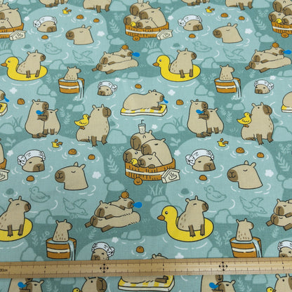 Taiwan | 水豚温泉 capybara | cotton printed oxford 純棉