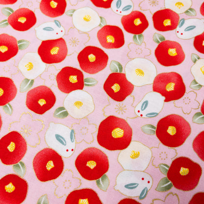 Quilt Gate | rabbit wagashi 白兔和菓子山茶花 | cotton printed sheeting 純棉