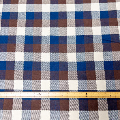 Japan | 啡藍格仔格紋 blue x brown checkered  | cotton yarn-dyed brushed 純棉先染起毛