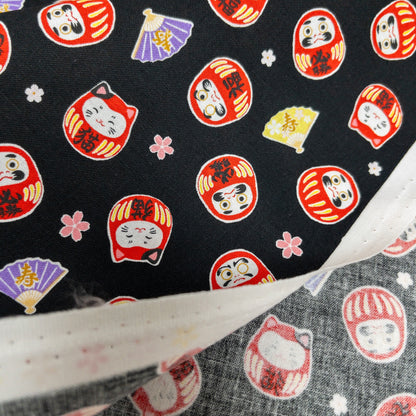Japan | Japanese daruma cat 燙金和風達摩貓貓 | cotton printed sheeting 純棉