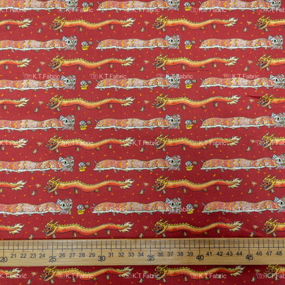 【K‧T FABRIC】舞龍舞獅 dragon and lion dance | cotton printed oxford 純棉