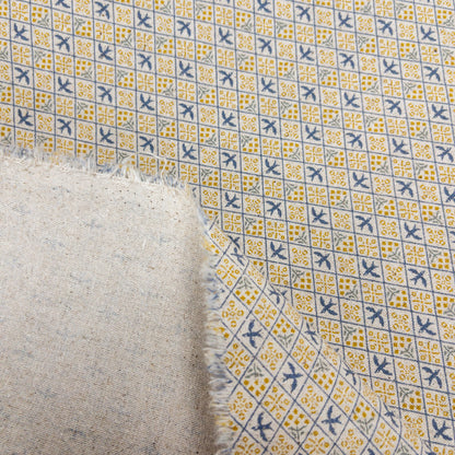 Japan | Bird checkerboard 格紋千鳥 | cotton printed linen canvas 棉麻
