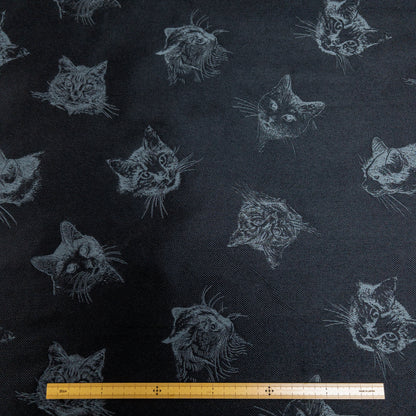 Japan | 黑色貓刺繡 | polyester jacquard 聚酯提花布