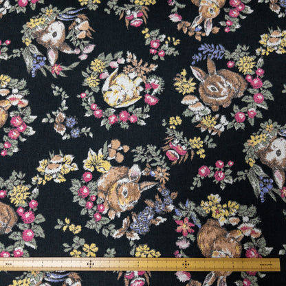 Japan | bunny will flowers 兔子花環 | cotton linen printedcanvas 棉麻