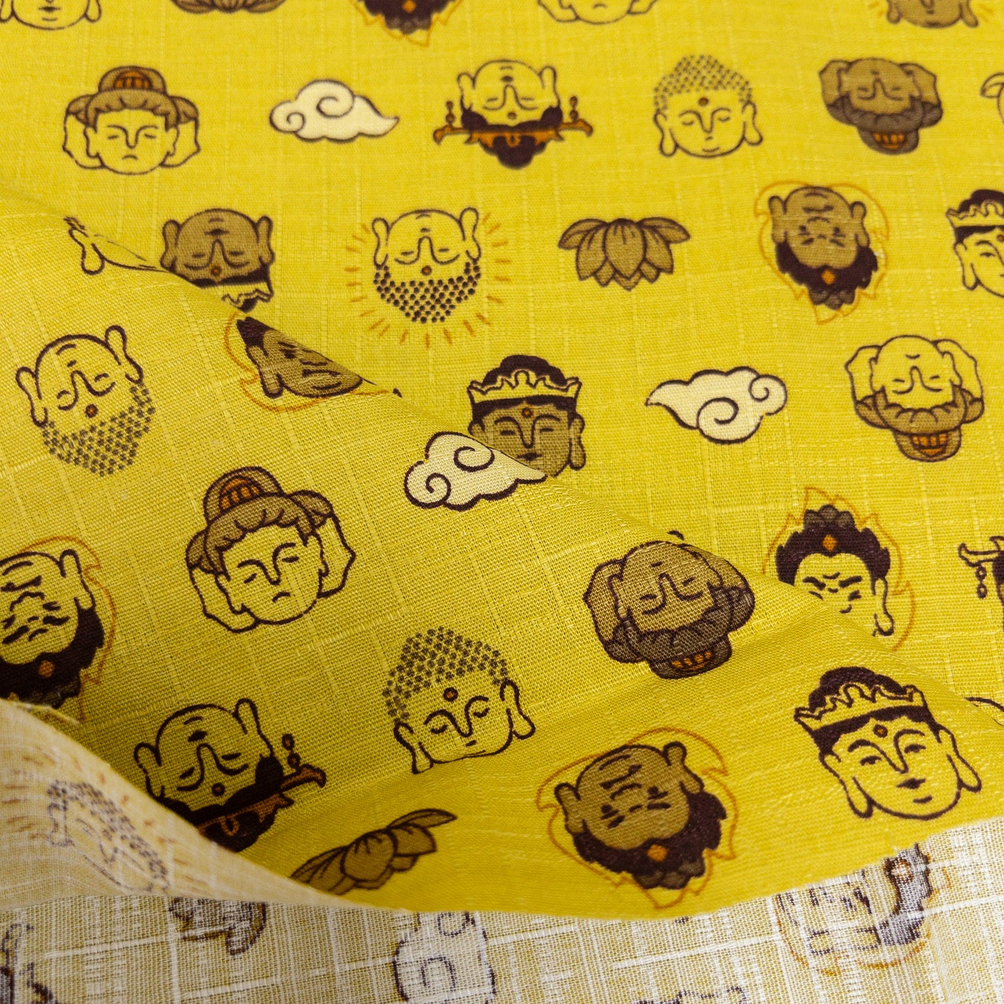 Japan | cute buddha卡通佛相 | cotton printed dobby 竹節棉