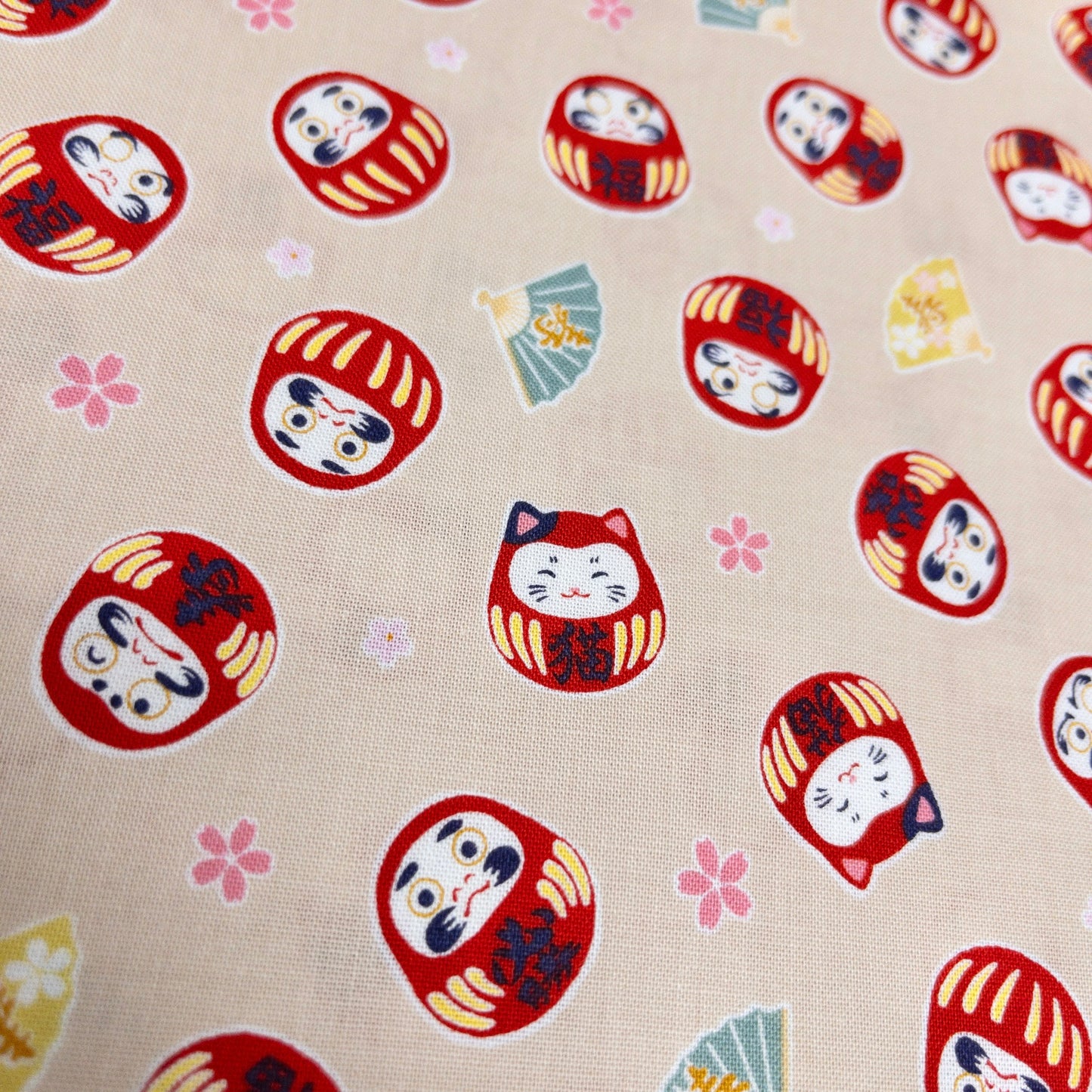 Japan | Japanese daruma cat 燙金和風達摩貓貓 | cotton printed sheeting 純棉