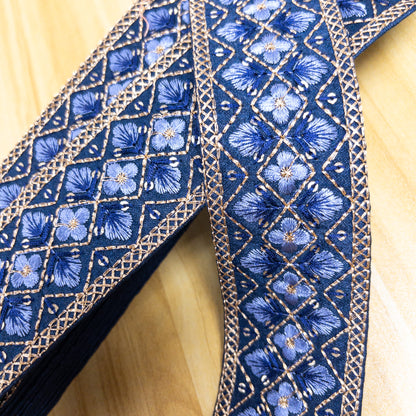 embroidery webbing 刺繡帶 | gold threads diamond flower 金線菱形花 5cm