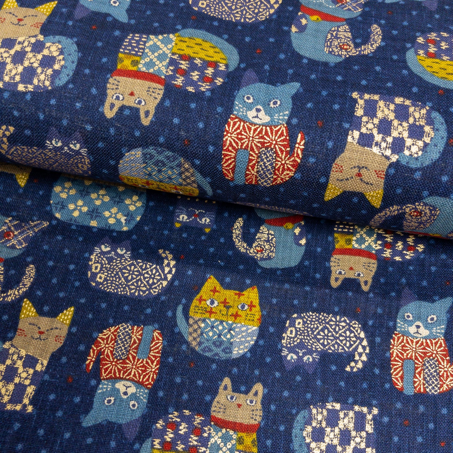 Japan | japanese cat 和風不倒翁貓貓 | cotton printed poplin 竹節棉