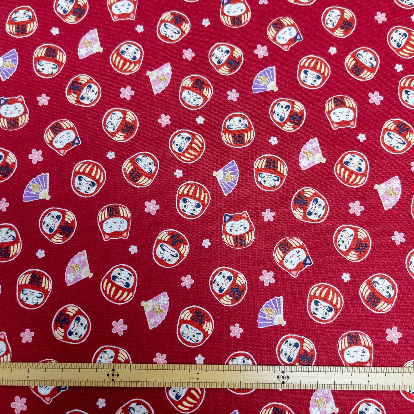 Japan | Japanese daruma cat 燙金和風達摩貓貓 | cotton printed sheeting 純棉