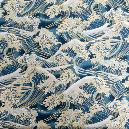 Japan | gilded the great wave off kanagawa 燙金神奈川沖浪裏 | cotton shantung 竹節棉