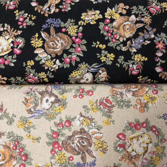 Japan | bunny will flowers 兔子花環 | cotton linen printedcanvas 棉麻