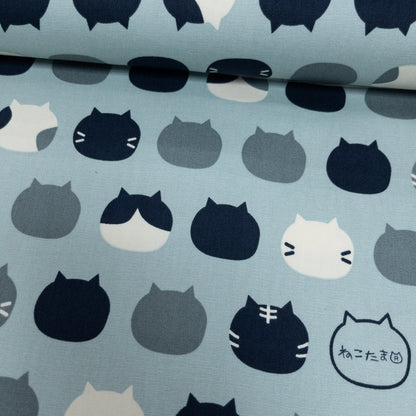 Japan | 「ねこたま」cat heads 彩色大貓頭 | cotton printed oxford 純棉