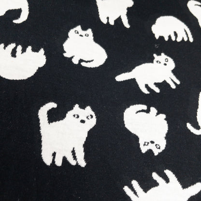 maffon | chubby cat 胖貓貓 | cotton jacquard knit 雙面純棉提花針織 - 160cm